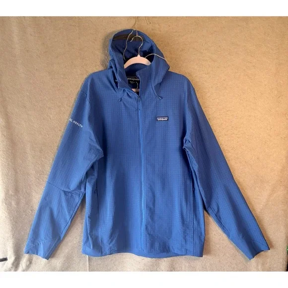 Patagonia R1 Tech Face Jacket Mens XL Blue Hooded Pockets LOGO - NWOT - Picture 1 of 10